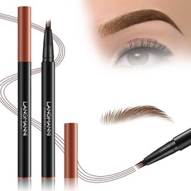 Magic Eyebrow Pencil, Kaluofan Liquid Tip Eyebrow Pen, 3D Waterproof Eyebrow Pencil Contouring Pen, 4-Tip Natural Long lasting Fine Micro Eyebrow Pen (Dark Brown)