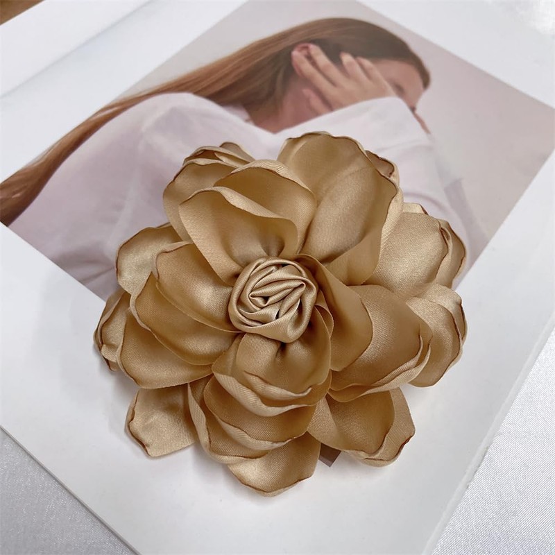 Dainty Fabric Rose Flower Large Brooch Lapel Pins Flower Brooches