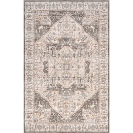 nuLOOM Brielle Machine Washable Vintage Medallion Area Rug, 5x8, Brown