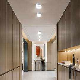 LED Surface-Mounted Ceiling Light with Radar Motion Sensor, 12 W 4000 K Surface-Mounted Ceiling Spotlight, 230 V LED Surface-Mounted Spotlight, Flat Diameter 10 cm, Ceiling Spotlights, Aluminium Matt