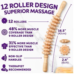 3Pcs Wood Therapy Massage Tools, Wooden Lymphatic Drainage Massager Body Sculpting Tools, Muscle Roller Stick for Gua Sha, Muscle Release, Cellulite Remover, Body Sculpting & Contouring
