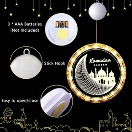 3D Ramadan Kareem Lights, Portable Moon Castle Mubarak Window Light Decoration, Islamic Muslim Style for Outdoor Indoor Patio Bedroom Party Decoration (21CM/8.2 inch, Moon Castle)