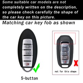 ontto 5-Button Key Fob Cover Fit for Nissan Altima Maxima Murano Rogue Sentra Elegant TPU Key Holder Fit for Infiniti JX35 Q50 Q60 QX56 QX60 Grey