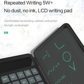 Grey Scientific Calculator with Erasable Writing Board, 12-Digit LCD Display Foldable Desk Calculator Physics Graphing Calculator for Student Teacher Financial Office Business High School College