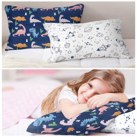 Baby Toddler Cot Bed Pillowcases 40cm x 60cm, 2 Pack 100% Soft Cotton Pillow Cover for Boys Girls Bedding, Envelope Style Travel Pillow Case