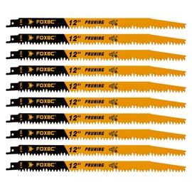 FOXBC Wood Pruning Reciprocating Saw Blades, 12 Inch Pruning Saw Blades 5TPI for Tree Trimming, Wood Wet Wood Cutting, 10-Pack