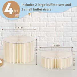 Flenpptly 4 Pcs Buffet Risers, Food Risers for Buffet Table, White Food Display Risers for Party Buffet Risers and Stands for Show Catering Desserts, Food, Jewelry (4 Pcs)