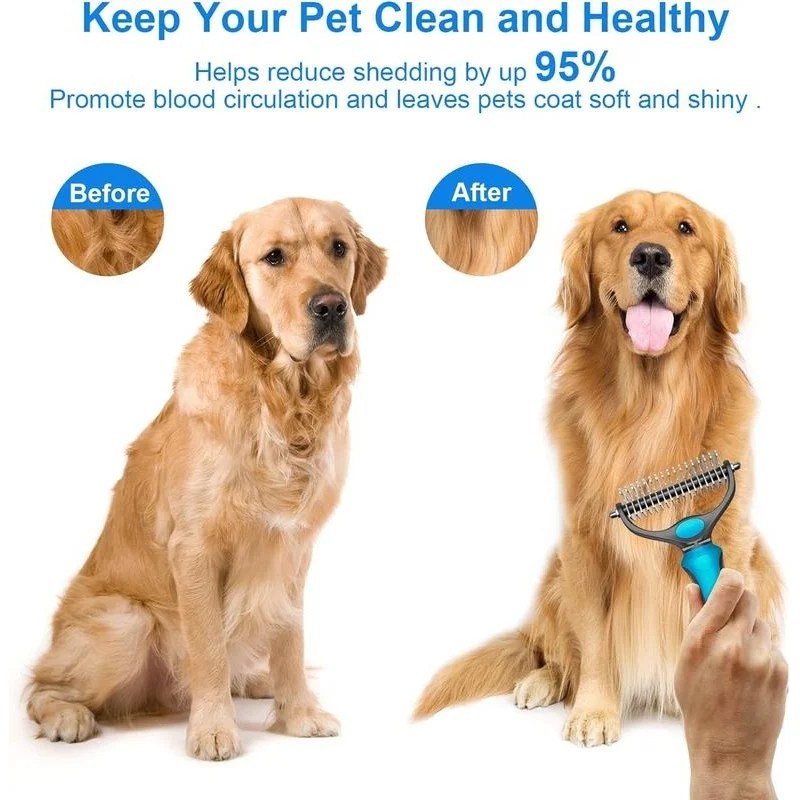 Dog Deshedding Brush – 2in1 Stainless Pet Deshedding Brush Dog,