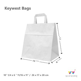 WIPRIME Model CORAL GABLES – Pack of 150 Brown Kraft Takeout Paper Bags with Flat Handles – 12 5/8 x 6 5/16 x 15 3/4 Inches – Durable & Perfect for Retail, Grocery,Takout, Gifts & Food Packagin