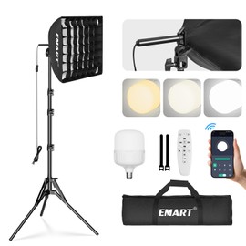 EMART Softbox Photography Lighting Kit, 16"x16" Pull Soft Box with Honeycomb Grid, 50W 3000K-6000K LED Bulb with Remote/APP Control, Softbox Lighting Kit for Video Recording, Live Streaming, Portrait