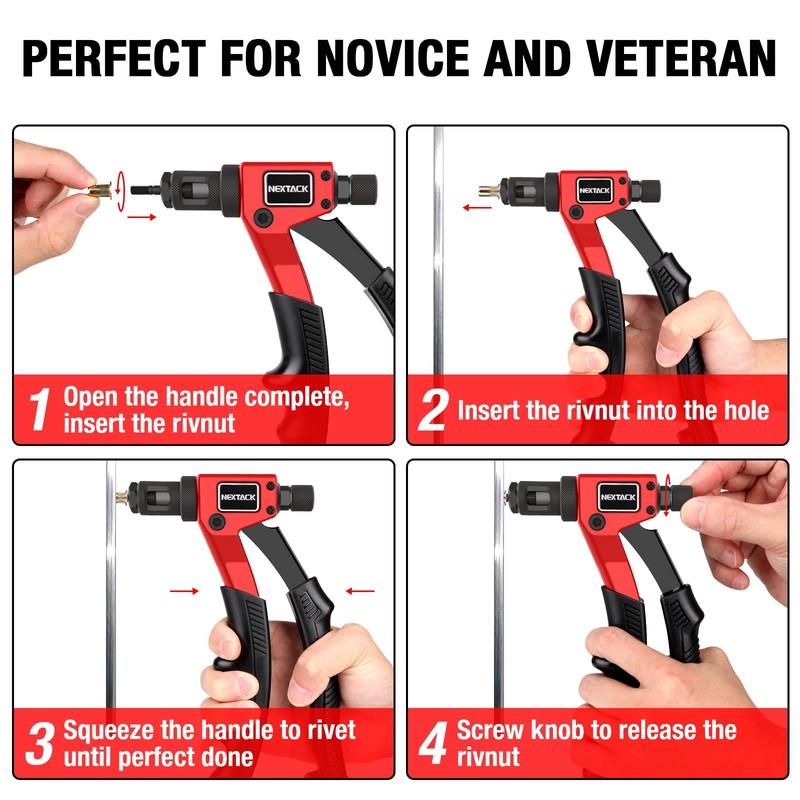 NEXTACK Rivet Nut Tool Mandre & Nosepiece Set M5, M6