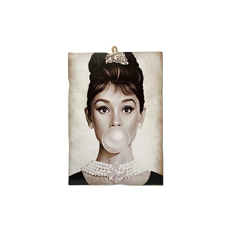 KUSTOM ART Vintage Style Actors & Coffee Audrey Hepburn Wooden
