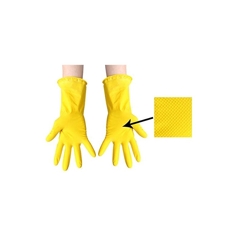 ADULTS YELLOW LATEX SAFETY GLOVES X12 PAIRS - INDUSTRIAL HYGIENIC