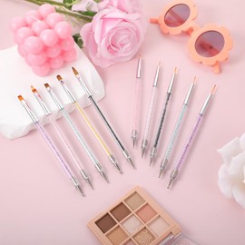 Nail Art Brushes Set, 10 Pcs Nail Brushes for Nails Art Double-Ended Acrylic Nails Brush with Nail-Liner Brush Dotting Pens for Nail-Design-Brushes Gel Nail-Drawing