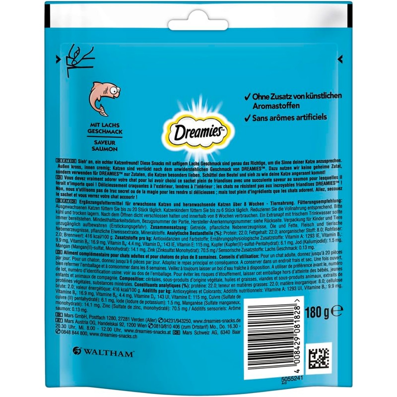 DREAMIES Portion Bag with Salmon 1 x 180 g