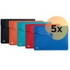 Elba Urban Opaque Plastic A4 WalletsÂ with Rounded Corners and snap Fastening, Pack of 5, Assorted a4 Assorted Colours