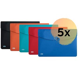 Elba Urban Opaque Plastic A4 WalletsÂ with Rounded Corners and snap Fastening, Pack of 5, Assorted a4 Assorted Colours
