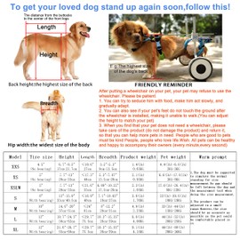 Adjustable Dog Wheelchair/Cart for Back Legs，Pet/Doggie Doggy Wheelchairs with Disabled Hind Legs Walking，Light Weight (7-Size(7-Size)(XS)