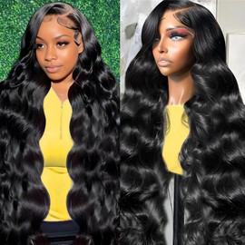 Smilenice 220% Density 26 Inch 13x6 Body Wave Lace Front Wigs Human Hair Pre Plucked HD Transparent Lace Front Glueless Human Hair Wigs for Women Natural Color