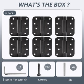 Self Closing Hinge 4 inch Oil Rubbed Bronze Auto Close Hinge Spring Adjustable 4 x 4 Inch Door Closer Hinge 5/8" Radius Corner Commercial Auto Self-Closing Hinge UL Listed, 6 Pieces