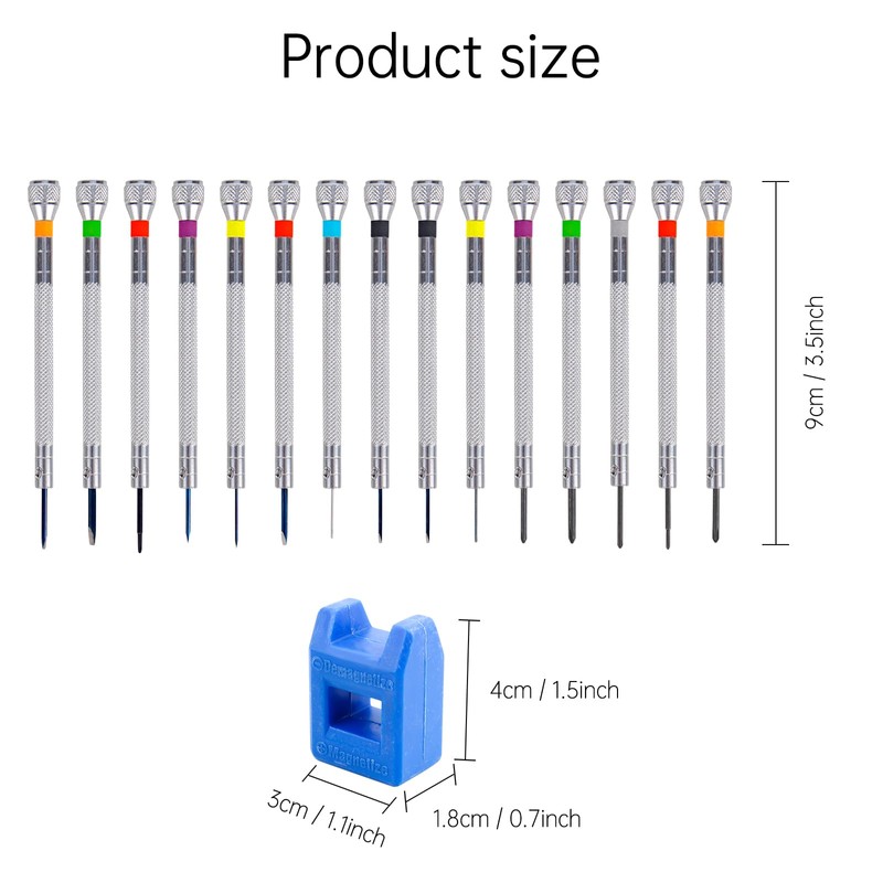 13 Piece Watchmaker Screwdriver Set, Precision Watchmaker Tool with Demagnetizer,