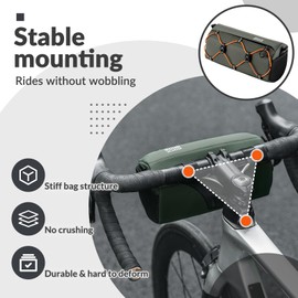 ROCKBROS Bicycle Handlebar Bag, Bicycle Bag for Front Handlebars, Bicycle Accessories for Mountain Bike and Road Bike, Shoulder Bag with Shoulder Strap, Green
