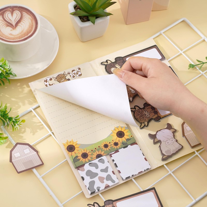 JarThenaAMCS 240 Sheets Highland Cow Sticky Notes Set 8 Designs