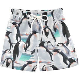 visesunny Penguin Boys Funny Toddler Swim Trunks Boy Bathing Suit Quick Dry Kids Beachwear Sports Running Board Shorts