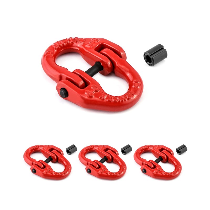 QWORK G80 Alloy Steel Coupling Link, 4 Pack 1/4" Hammer