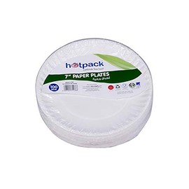 100 X 7 Inch Disposable Paper Plates for All Occasions Outdoor Parties Catering, Food Grade, Recyclable Suitable for Hot & Cold Use - Sealed Packaging