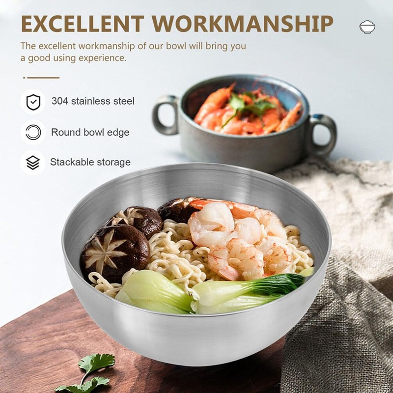 2pcs Stainless Steel Salad Bowls Set, Versatile Fruit and Vegetable