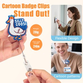 Snylcce Funny and Cute Badge Reel with Clip Closure for Nurses,Doctors,Teachers,Students,Office Workers etc,Cartoon Pattern Badge，Workplace Essentials, Induction Graduation Gifts-sea Turtle & Goose
