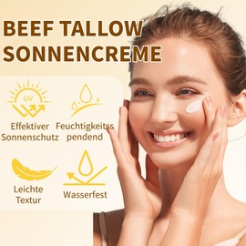 Tallow Sonnencreme - Sonnencreme Gesicht - Sonnenschutz Gesicht - Natürliche sonnencreme Nicht Fettend - Beef Tallow Sunscreen Feuchtigkeitsspendender - Sonnenschutz Damen - Für alle Hauttypen