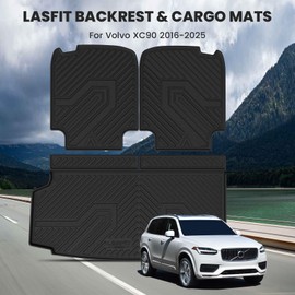 LASFIT Trunk Mat & Backrest Mat for Volvo XC90 2025-2016, All Weather TPE Custom Fit Cargo Liner for Volvo XC90 Cargo Mat, Black, Easy to Clean