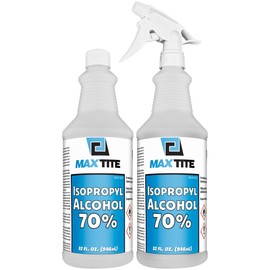 MaxTite 70% Isopropyl Alcohol (Half-Gallon (2 Pack, 32 fl oz) - Includes Heavy-Duty Spray Nozzle - Made in USA