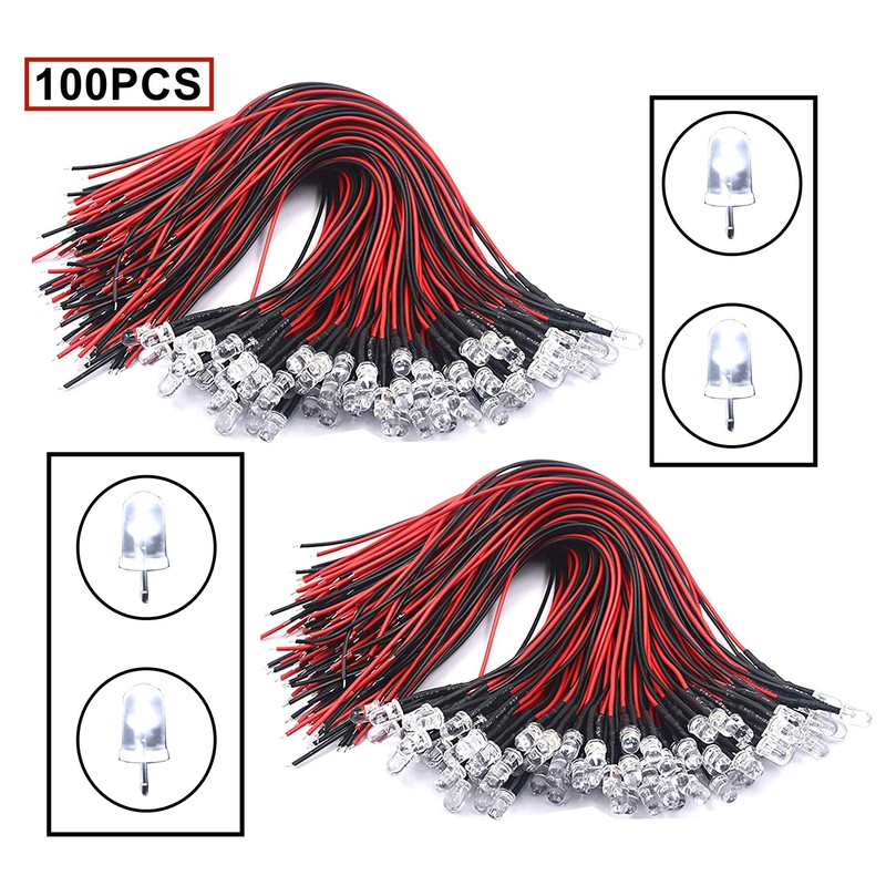 HUAZIZ Pack of 100 Pre-Wired LED, Diode Light, 12 V
