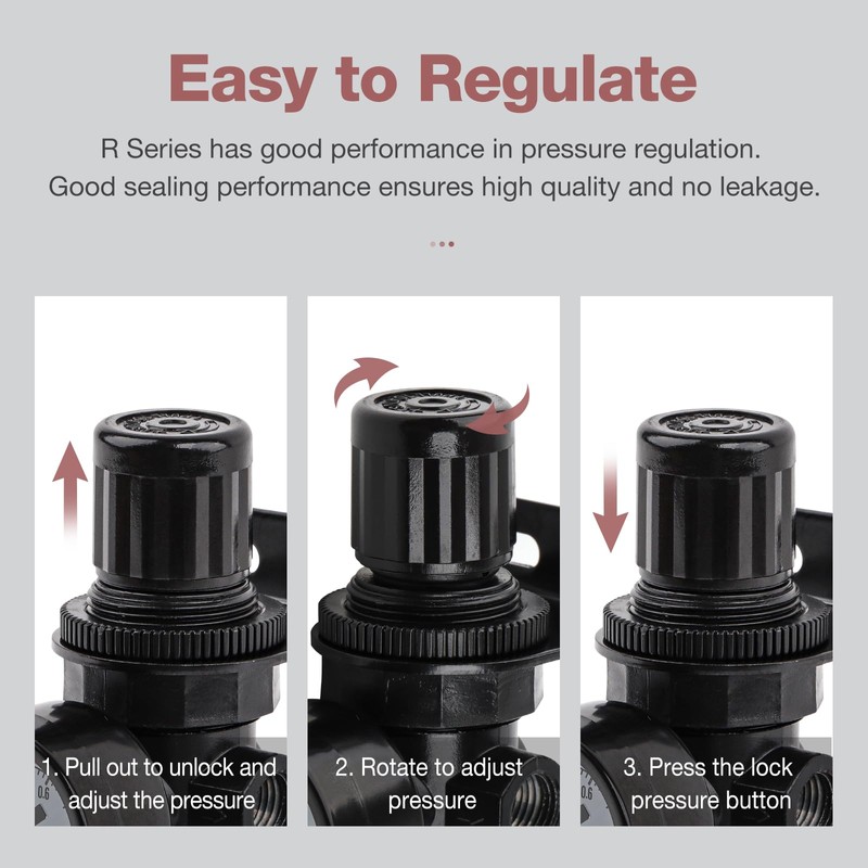 SNS Air Compressor Pressure Regulator With Bracket and Gauge Female