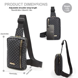 Long Keeper Small Sling Bag Chest Bag Vegan Leather Mini Shoulder Backpack for Men Women Crossbody Phone Bag Man Sling Bag for Travel Sports Outdoor (Black)