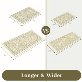 KIMODE Anti Fatigue Mats for Kitchen Floor 20"x47"+20"x32", Boho Farmhouse Kitchen Rugs Sets of 2, Cushioned Kitchen Floor Mats Non Slip, Comfort Standing Mats for Sink Laundry Desk Beige