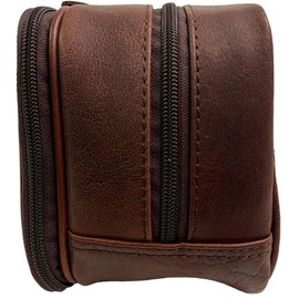 Rowallan Mens Structured Brown Leather Large Wash Travel Toiletry Bag Wet Pack