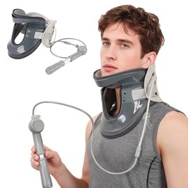 Dispositivo de tracción cervical para el alivio del dolor cervical y la relajación, estirador de cuello inflable con bomba de aire, dispositivo de des