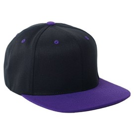 Yupoong Wool Blend 6-Panel Structured Two-Tone Cap, BLACK/PURPLE, One Size