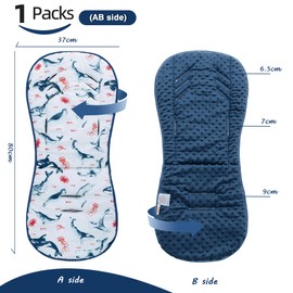 Baby Pushchair Seat Liners,Universal Double-Sided Pram Seat Liner,Baby Stroller Liner Pad Seat Cover Seat Cushion for Toddler Infant,Reversible for Pushchairs & Strollers,37x80cm(Sea Word)