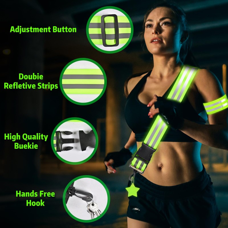 14-Piece Reflector Clothing Set, Reflectors Bicycle Reflector Belt, Adjustable, Reflective