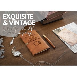 InnoBeta Left Handed Gifts for Men Women, Left Handed Journal and Pen Leather with Faith Message Refillable Notebook, Sketchbook, Travel Diary, 7.8x5 Inches