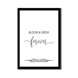 Bloom Grow Forever Farmhouse Wall Art Signs Wooden Framed Plaque with Motivational Quote Saying Wall Art for Home Bedroom Office Inch