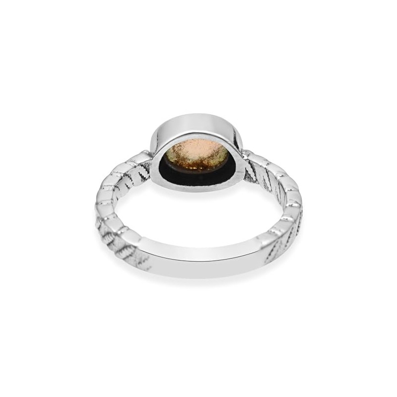 Silver Palace Natural Ehtiopian Opal 925 Sterling Silver Textured Band