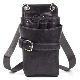 Good Life EXPRESS Scissor Case, 7 Bags, Storage Compatible, PU Leather, Hairdresser Trimmer, GLE Brand Packaging, GLE612 (Gray)