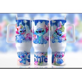 Novelty 40 oz Stitch Tumbler With Handle  Lid And Straw Stainless Steel