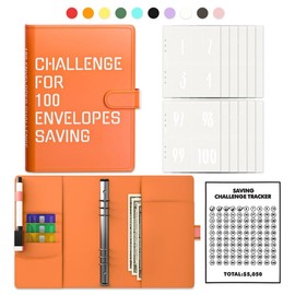 100 Envelopes Money Saving Challenge Binder Budget Planner, Budget Book With Cash Savings Challenge, 52 Week Money Binder, 4 Envelopes Per Page, A Total Of 25 Pages:_brown